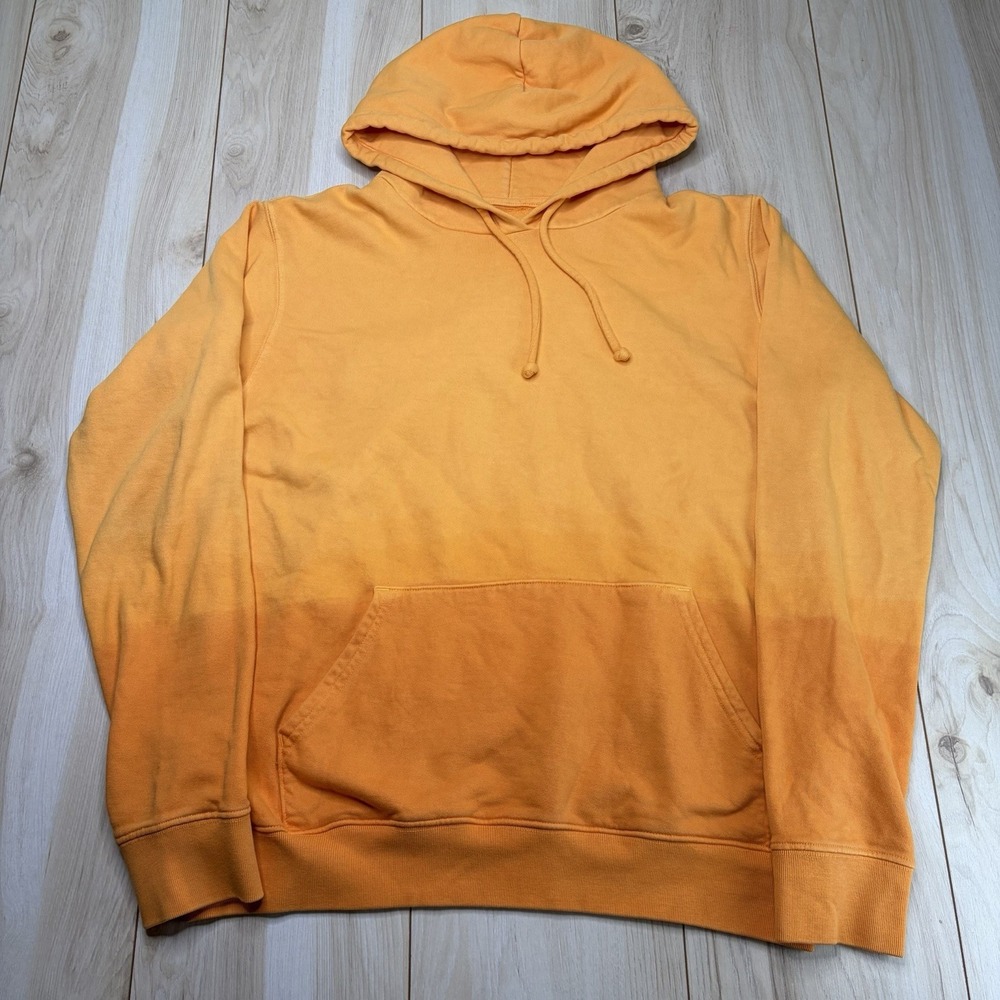 Outerknown Hoodie Mens M Orange Ombre Dip Dye Pullover Organic Cotton USA Made